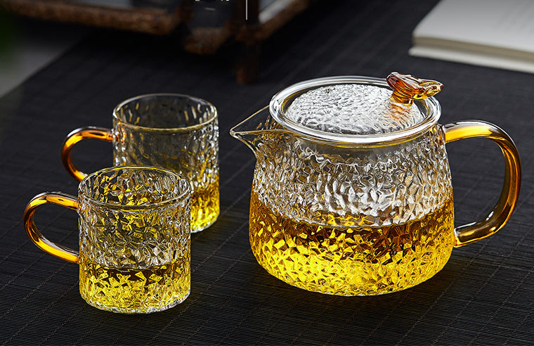 Discover the Elegance of the Retro Hammered Glass Teapot Set